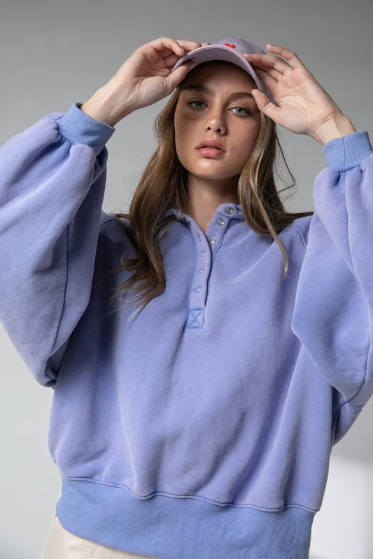 Piper Snap Button Collared Sweater Blue