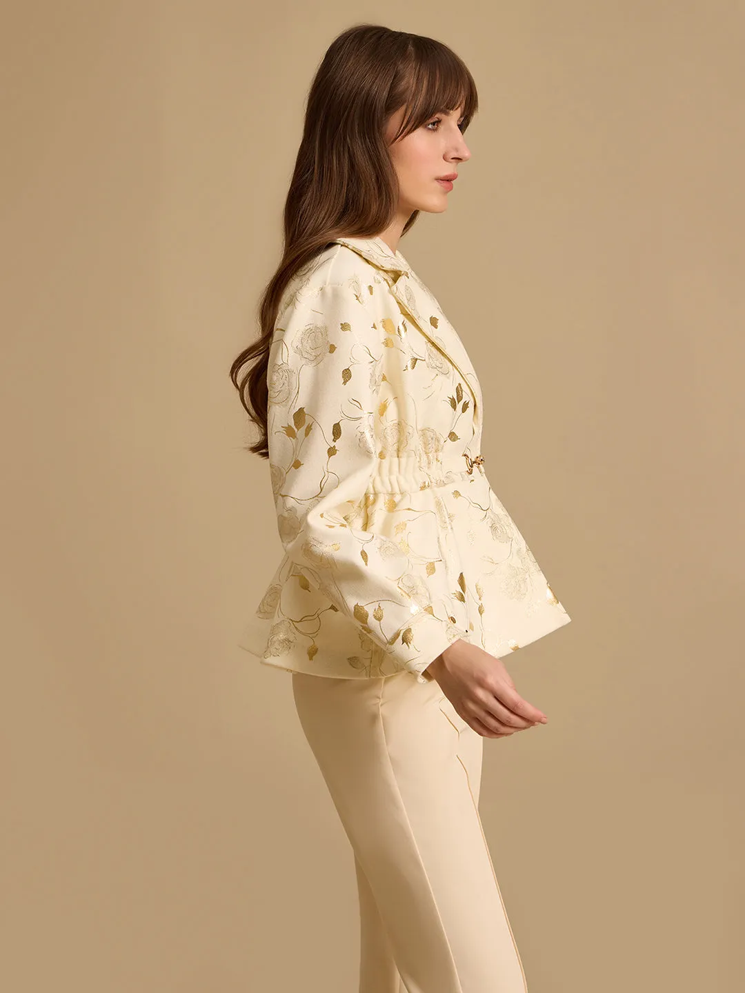 Printed Felt Peplum Jacket