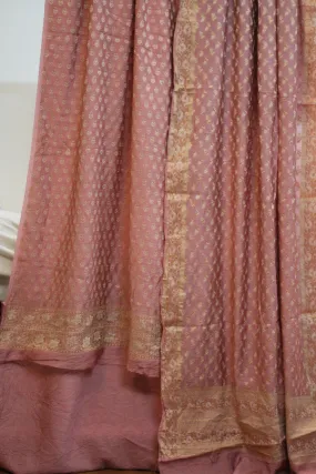 Pristine Peach Perfection: Handloom 3-Piece Cotton Silk Banarasi Suit Set