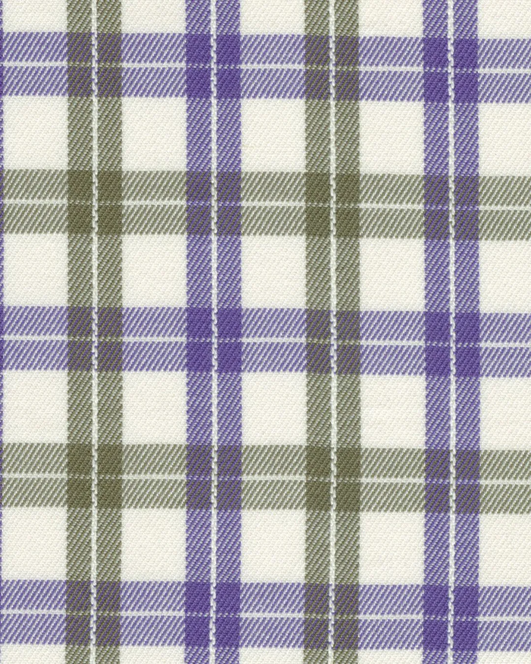 Purple Green Cream Twill Tattersall