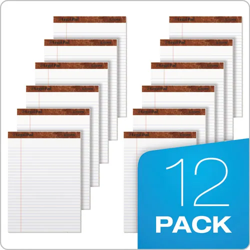 "the Legal Pad" Ruled Perforated Pads, Wide/legal Rule, 50 White 8.5 X 11.75 Sheets, Dozen