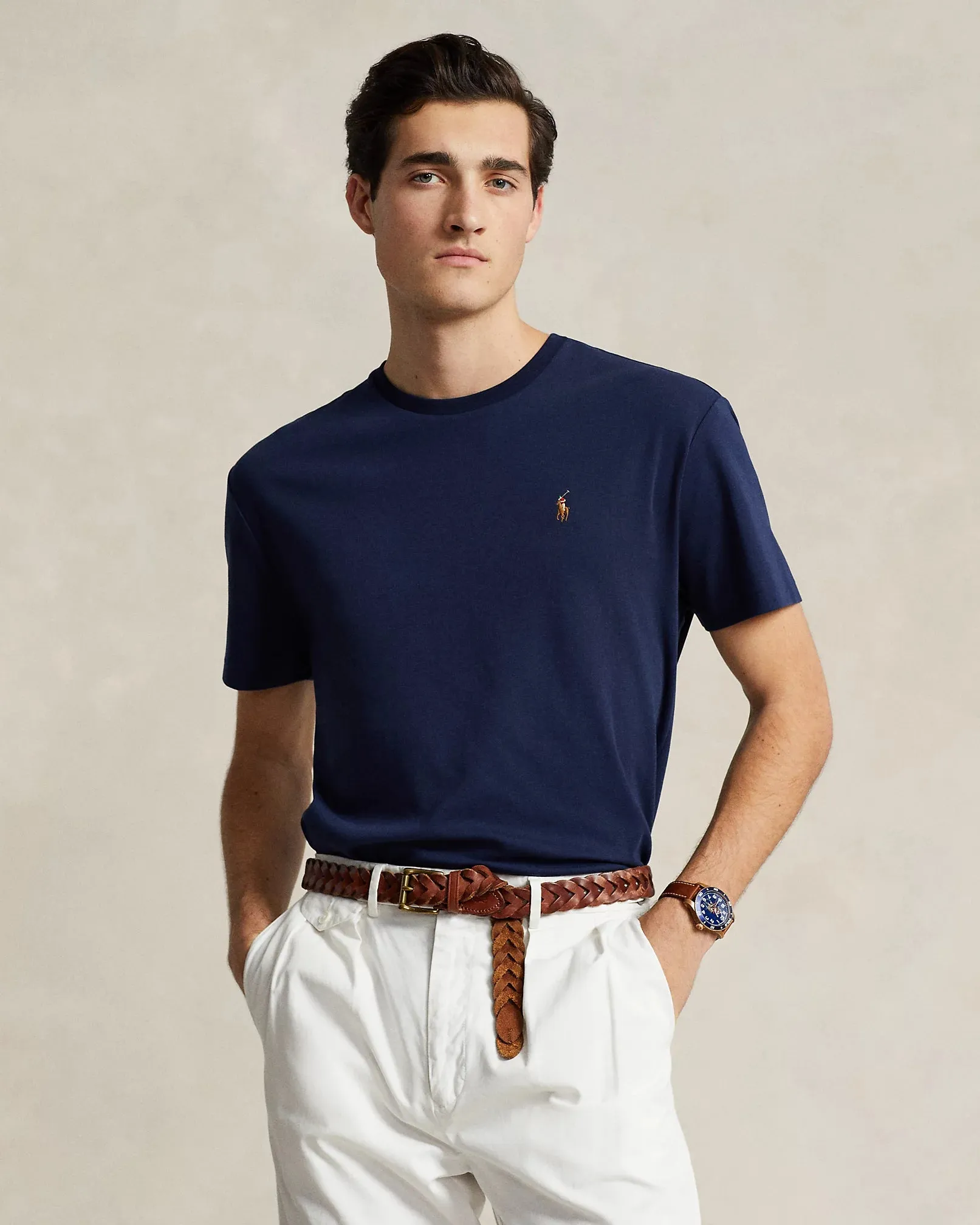 Ralph Lauren Custom Slim Fit Interlock Soft Cotton T-Shirt | Refined Navy