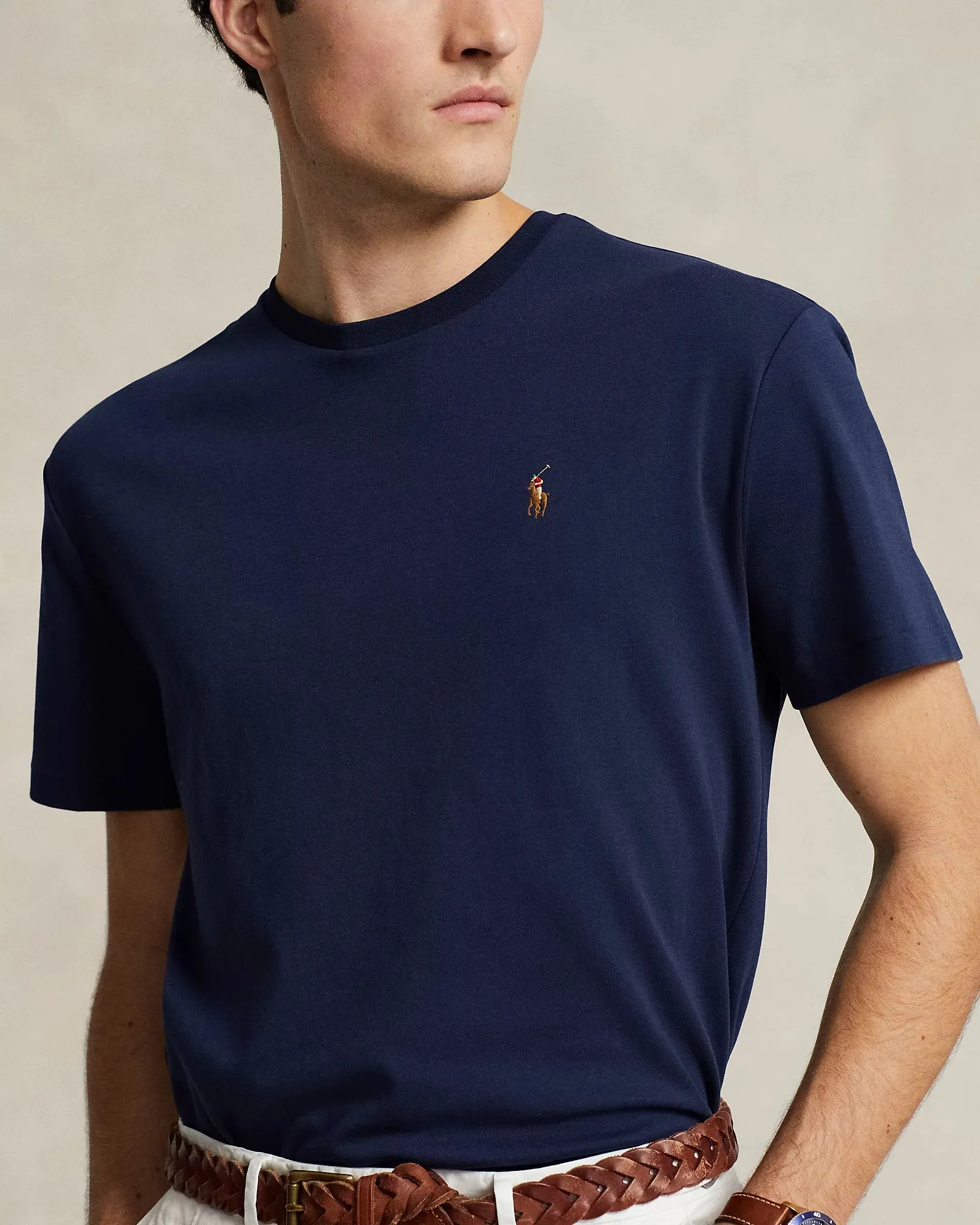 Ralph Lauren Custom Slim Fit Interlock Soft Cotton T-Shirt | Refined Navy