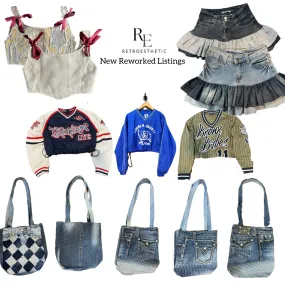 Reworked Mix Bundle (Cropped Jersey, Denim Skirt, Corset & Denim Tote Bag)