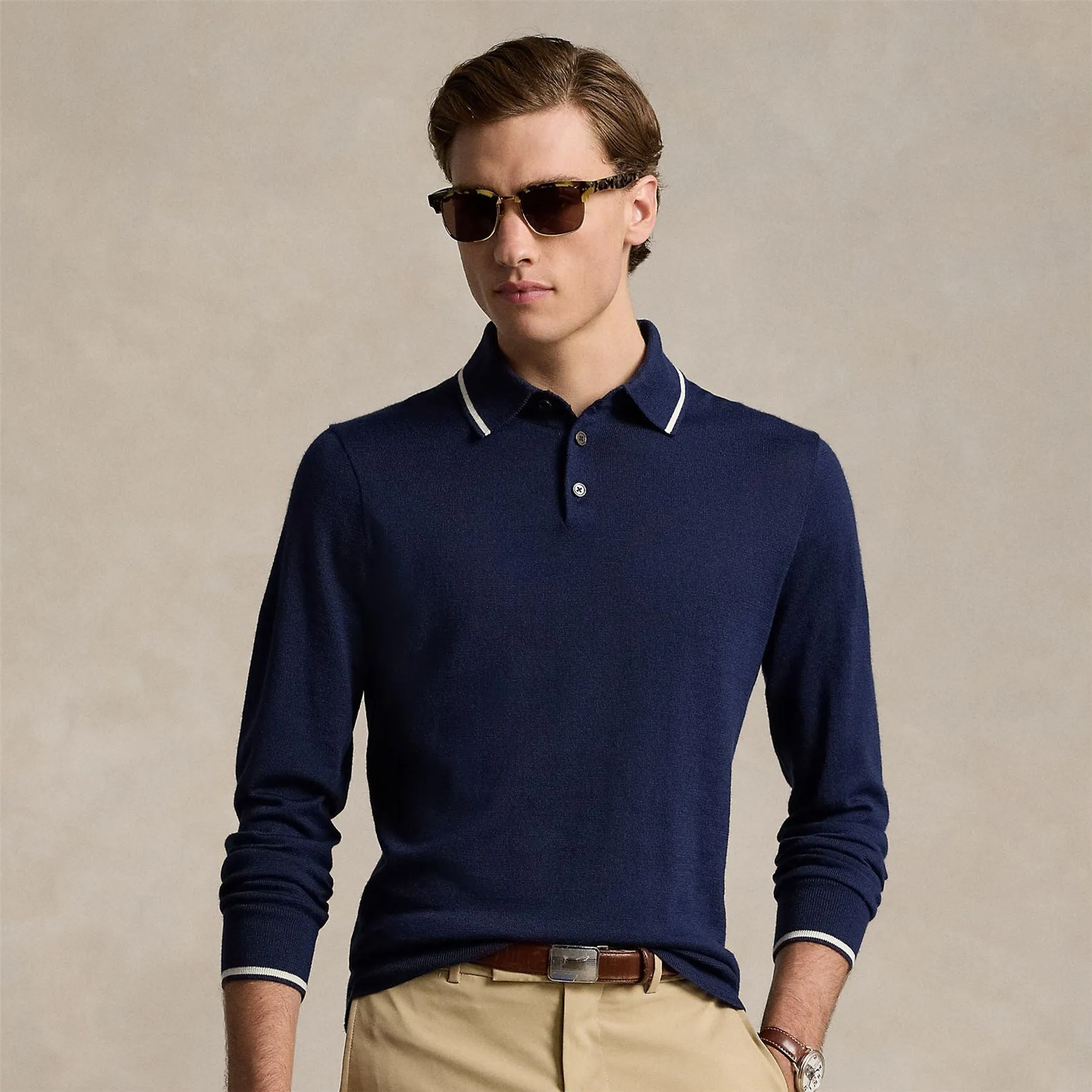 RLX Merino Coolmax LS Polo Refined Navy - AW24