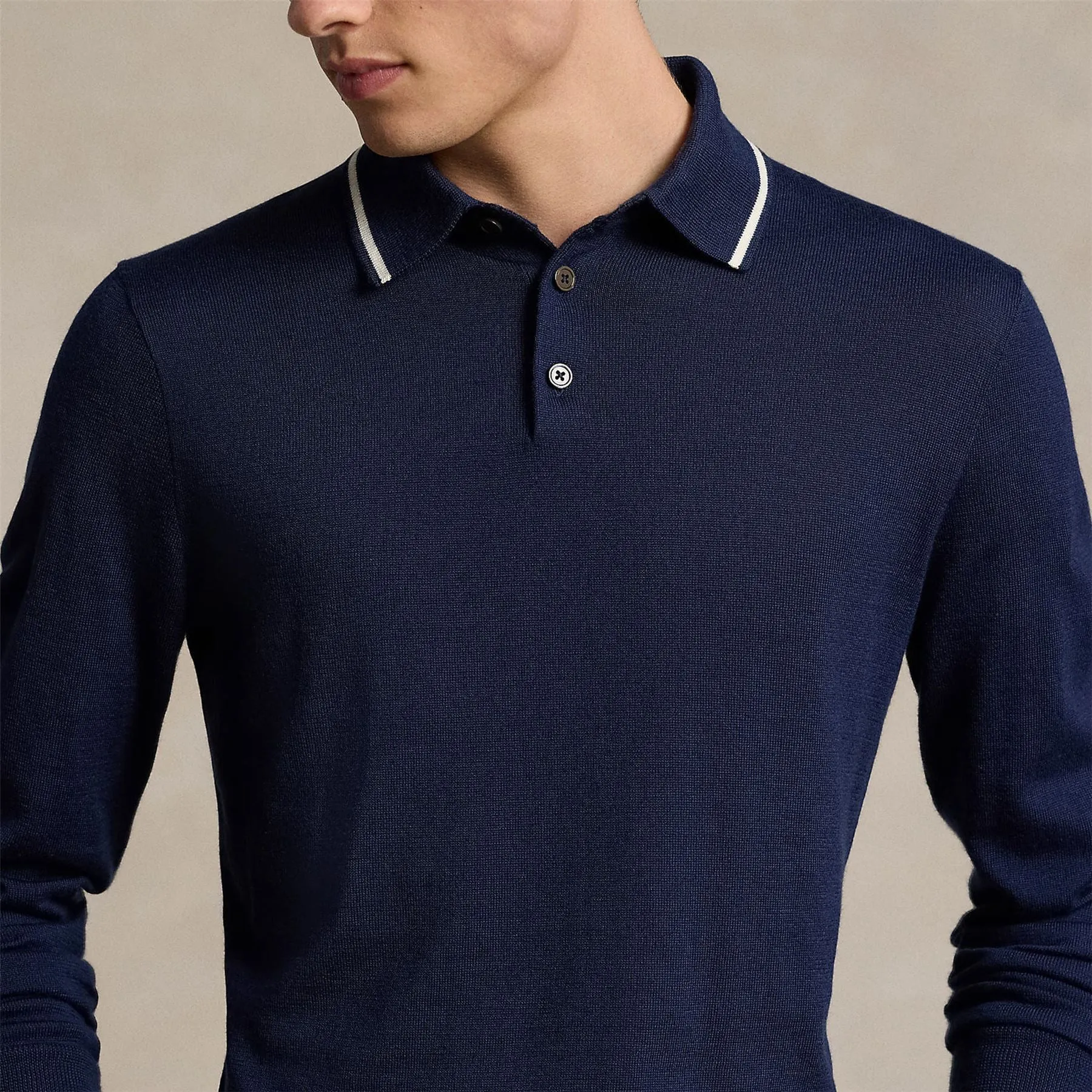 RLX Merino Coolmax LS Polo Refined Navy - AW24