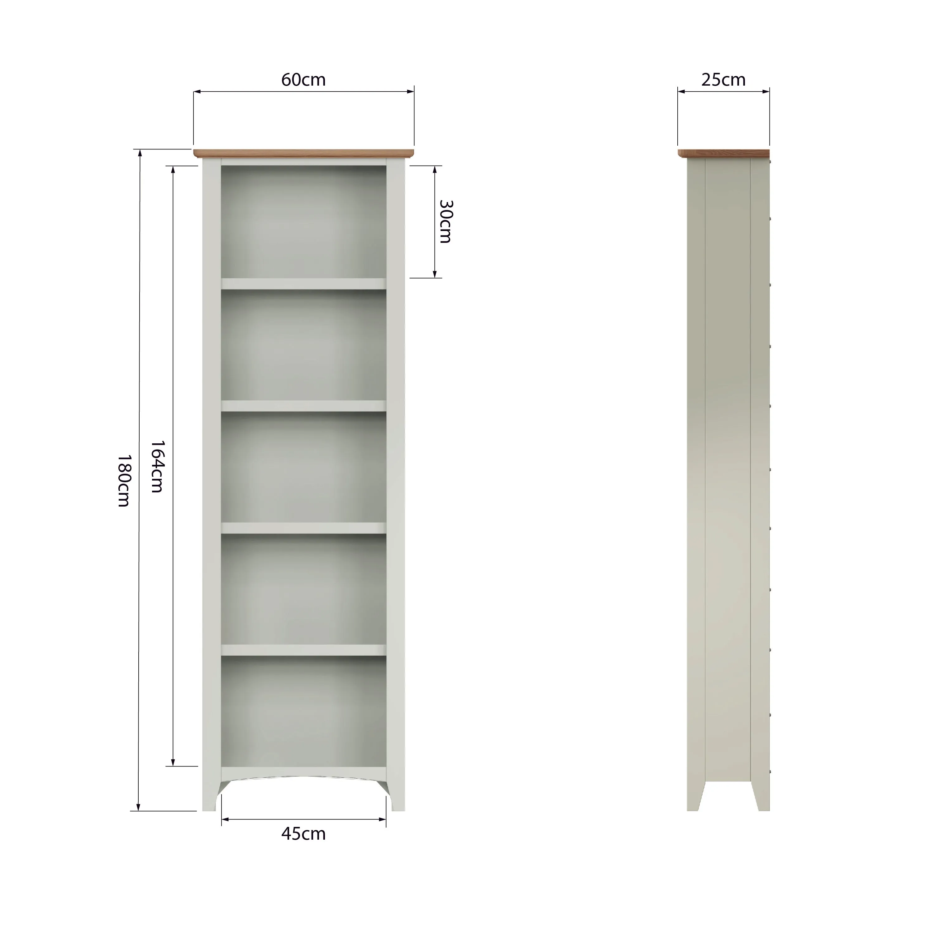 Salisbury Pure White Bookcase Large 60 x 25 x 180 cm