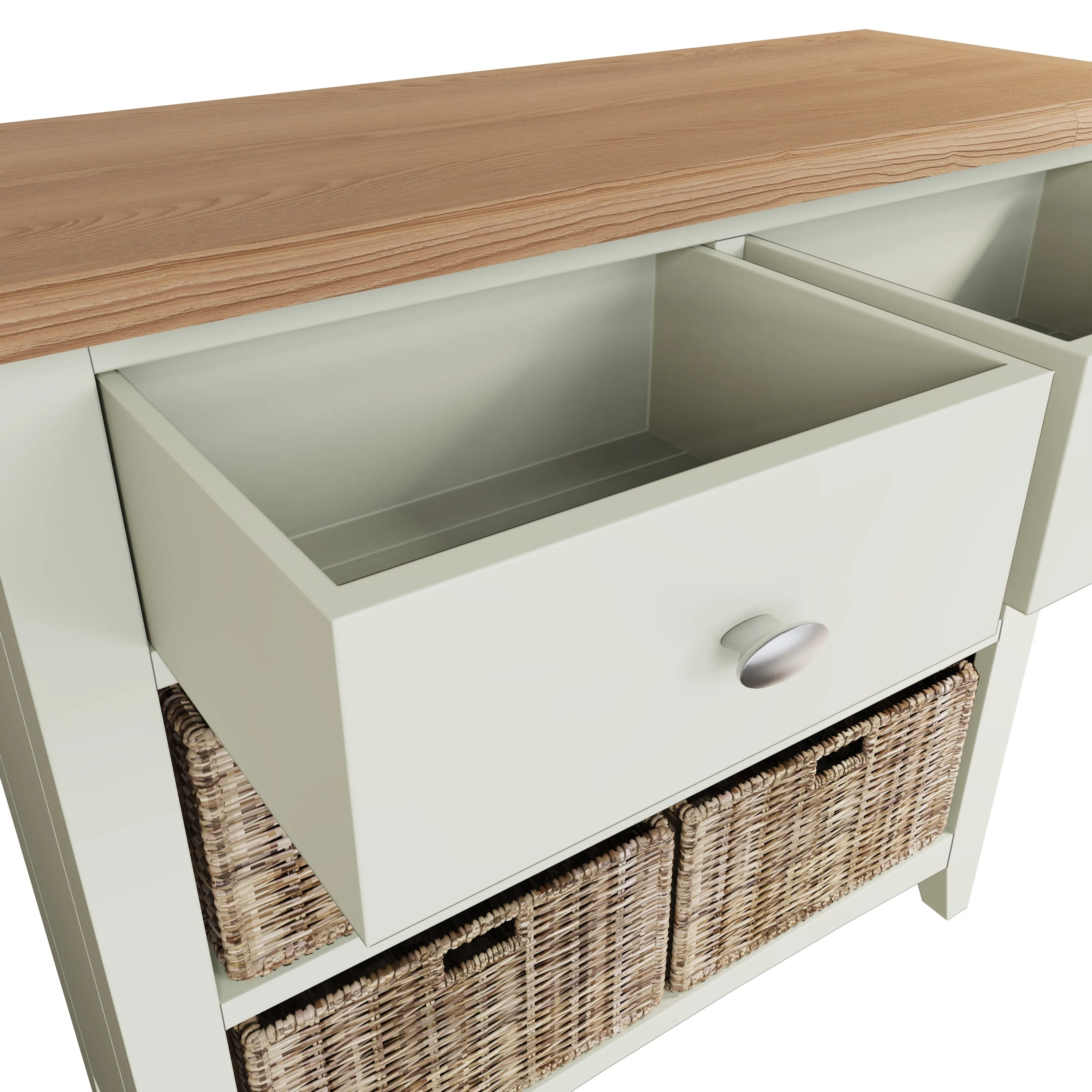 Salisbury Pure White Cabinet 2 Drawer 4 Basket 80 x 30 x 75 cm