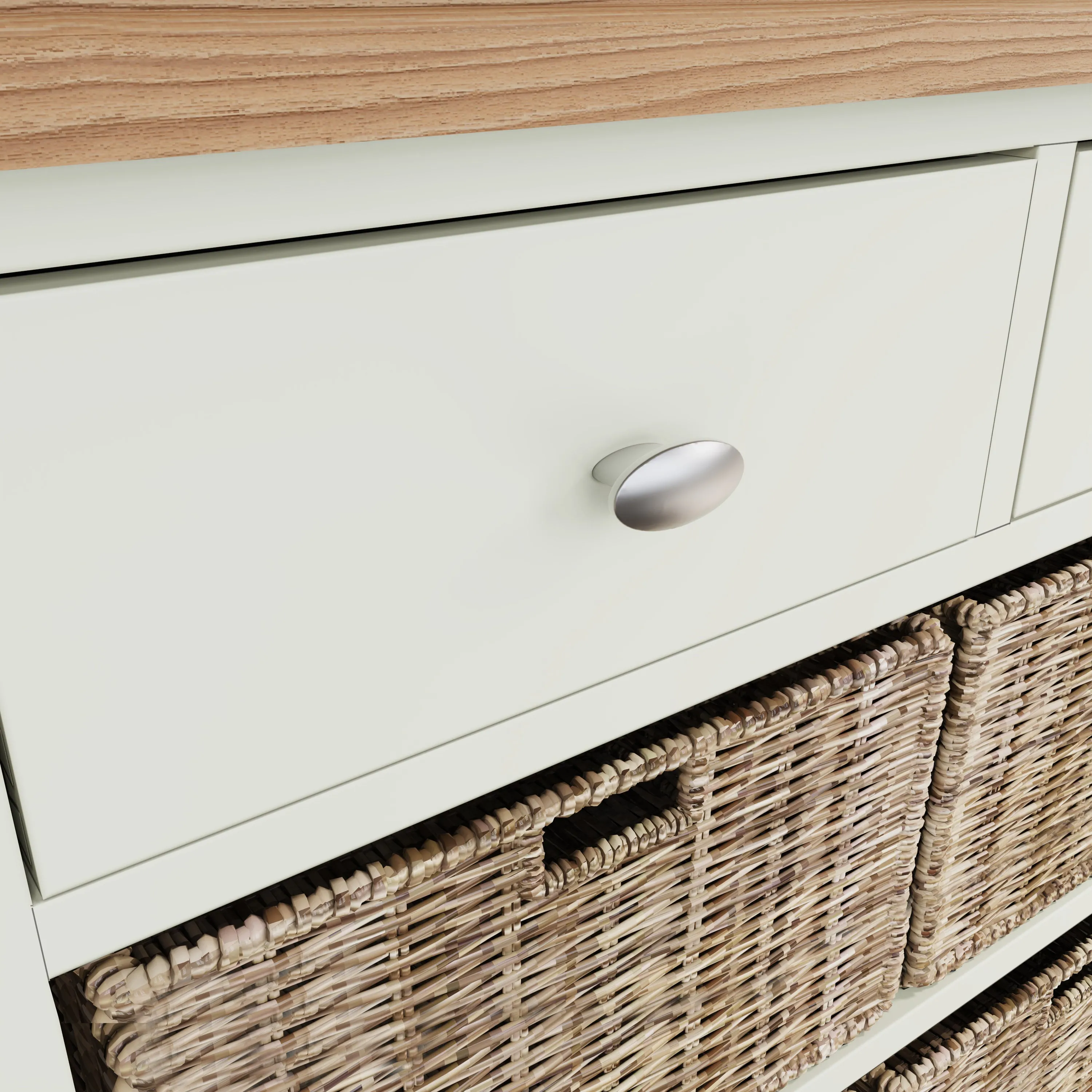 Salisbury Pure White Cabinet 2 Drawer 4 Basket 80 x 30 x 75 cm