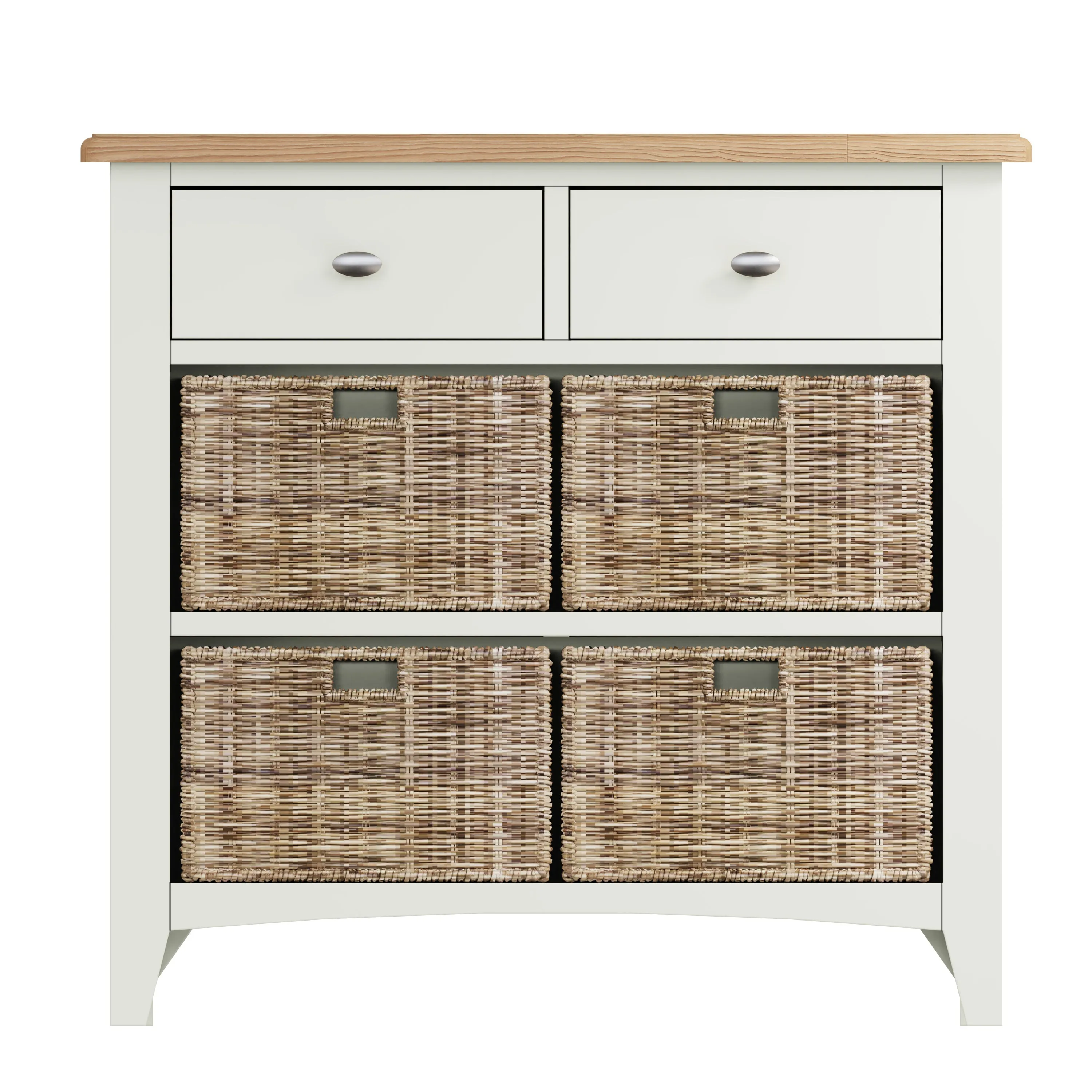 Salisbury Pure White Cabinet 2 Drawer 4 Basket 80 x 30 x 75 cm