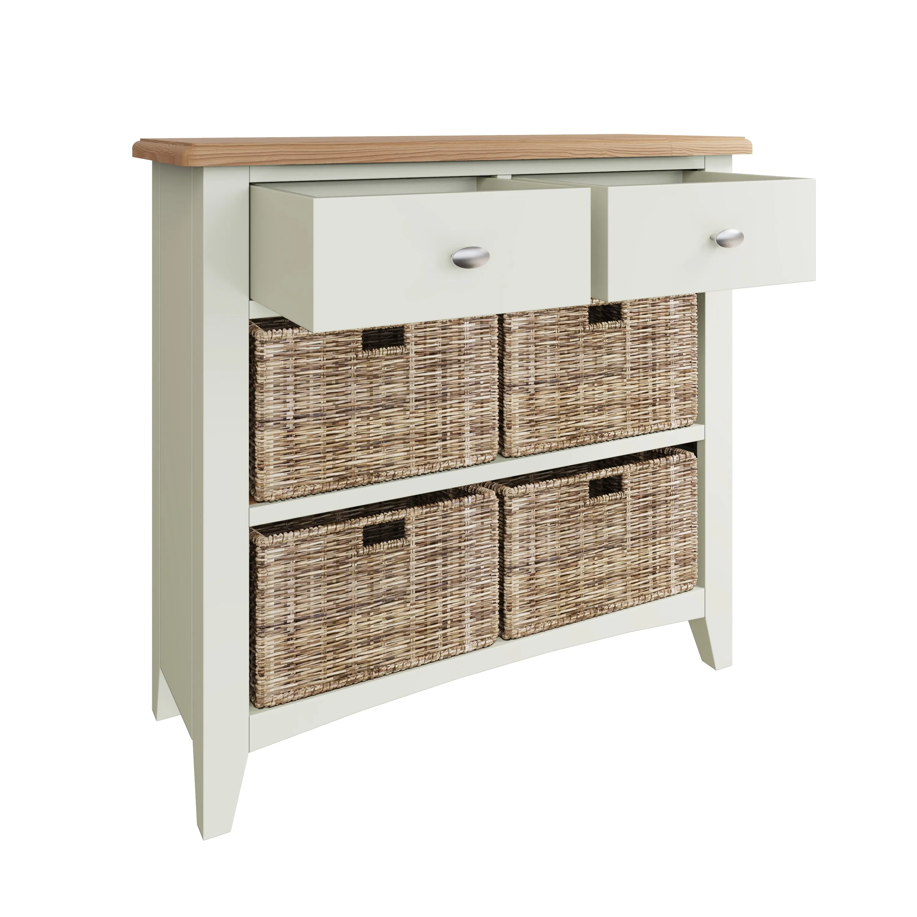 Salisbury Pure White Cabinet 2 Drawer 4 Basket 80 x 30 x 75 cm