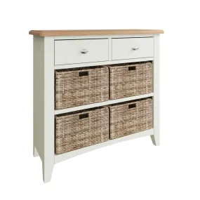 Salisbury Pure White Cabinet 2 Drawer 4 Basket 80 x 30 x 75 cm