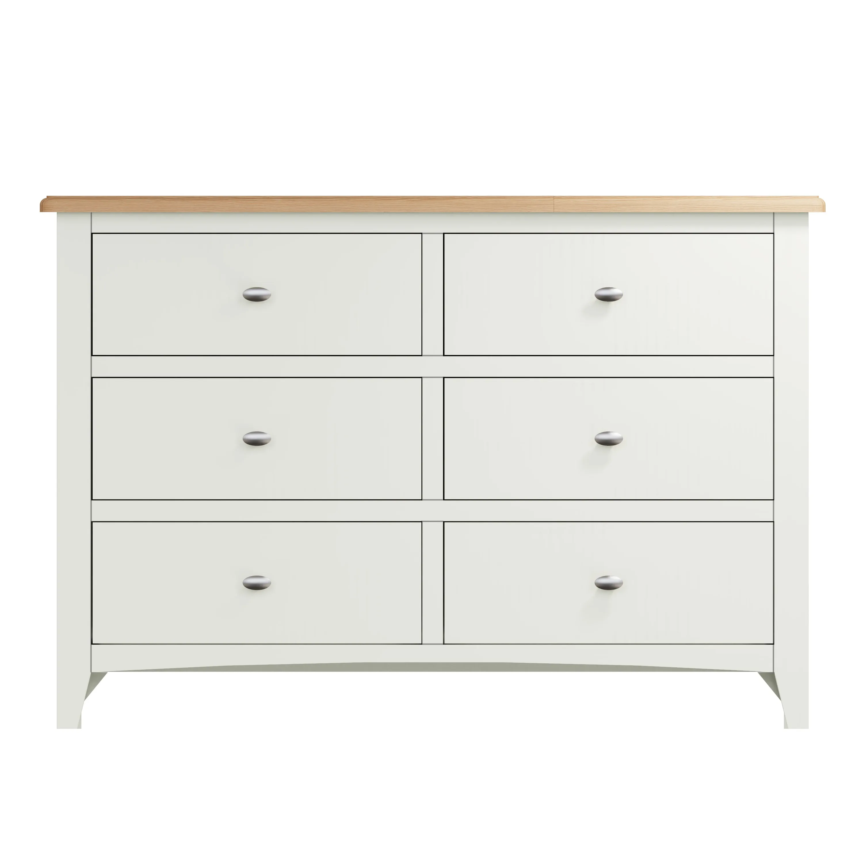 Salisbury Pure White Chest of 6 Drawers 115 x 40 x 78 cm