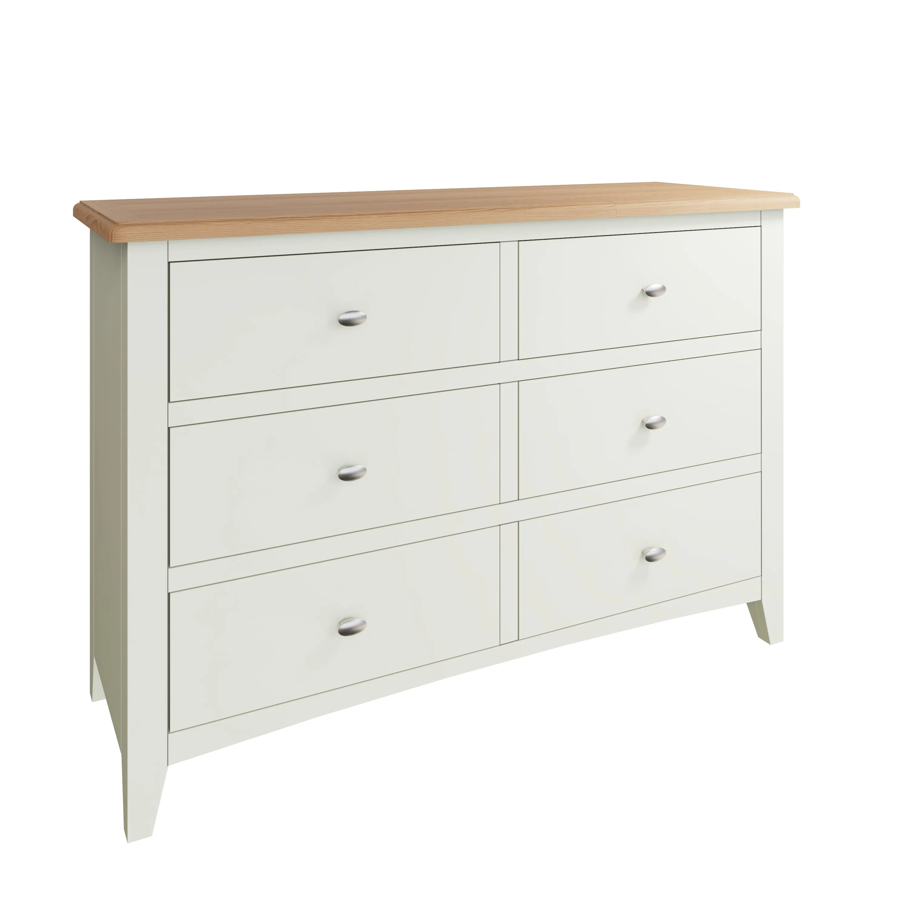 Salisbury Pure White Chest of 6 Drawers 115 x 40 x 78 cm