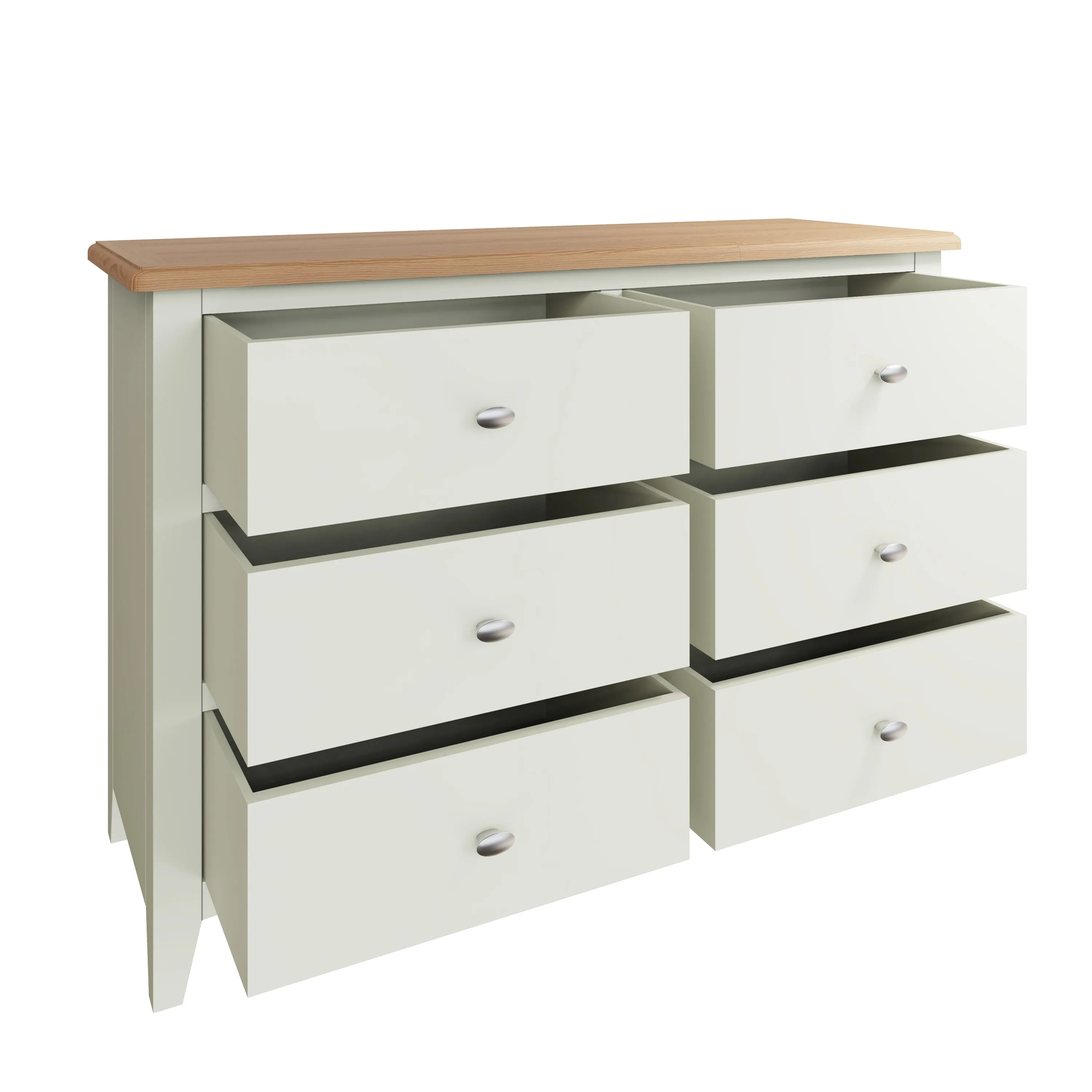 Salisbury Pure White Chest of 6 Drawers 115 x 40 x 78 cm