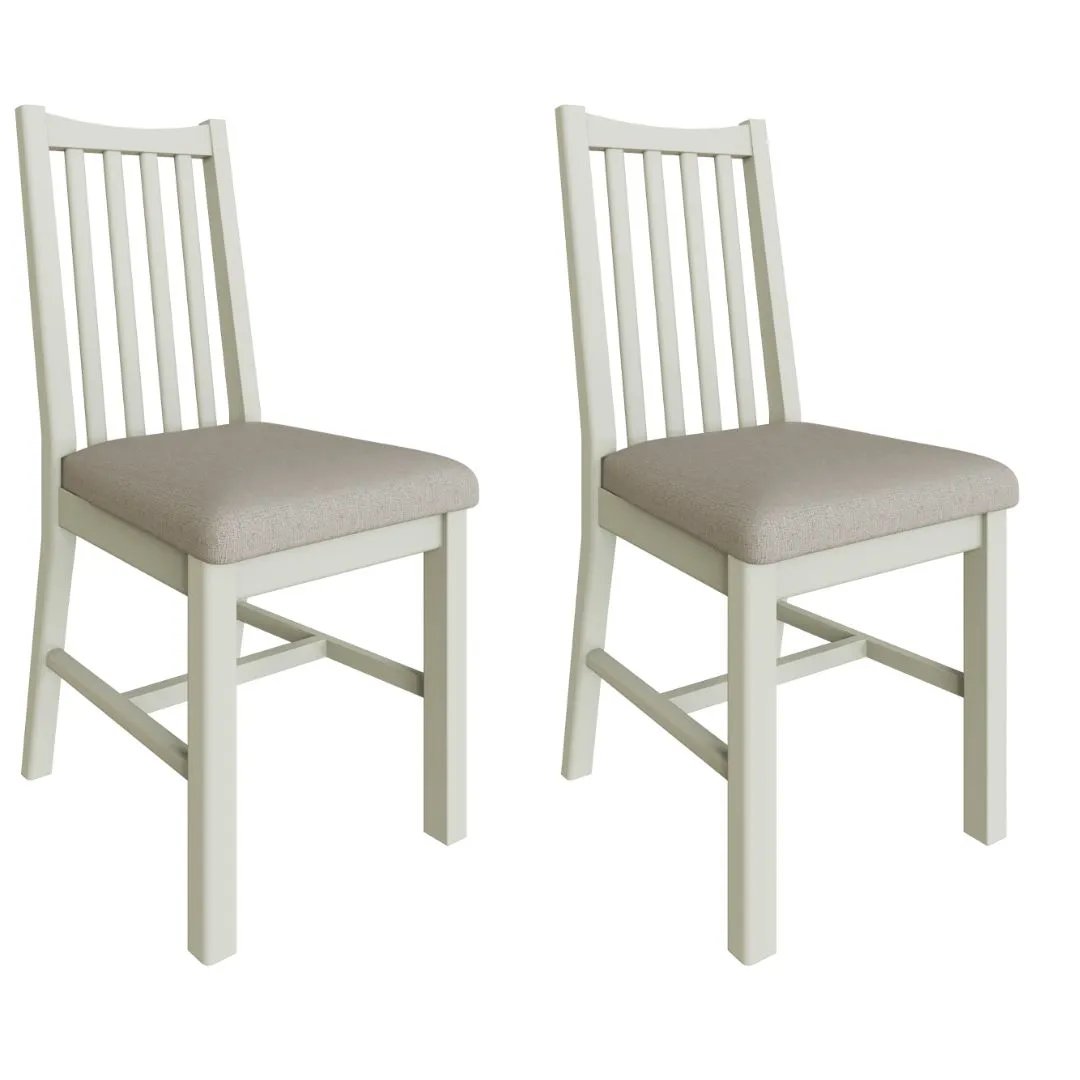 Salisbury Pure White Pair of Chairs with Fabric Seat 43 x 52 x 94 cm