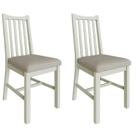 Salisbury Pure White Pair of Chairs with Fabric Seat 43 x 52 x 94 cm