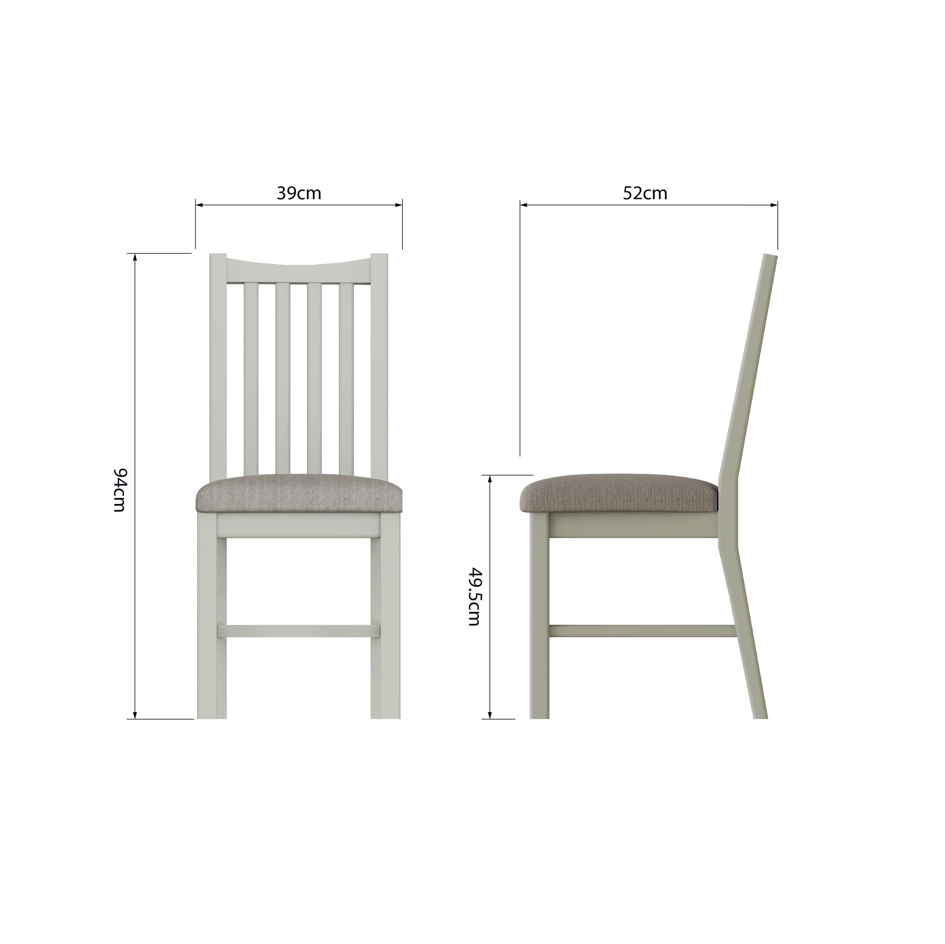 Salisbury Pure White Pair of Chairs with Fabric Seat 43 x 52 x 94 cm