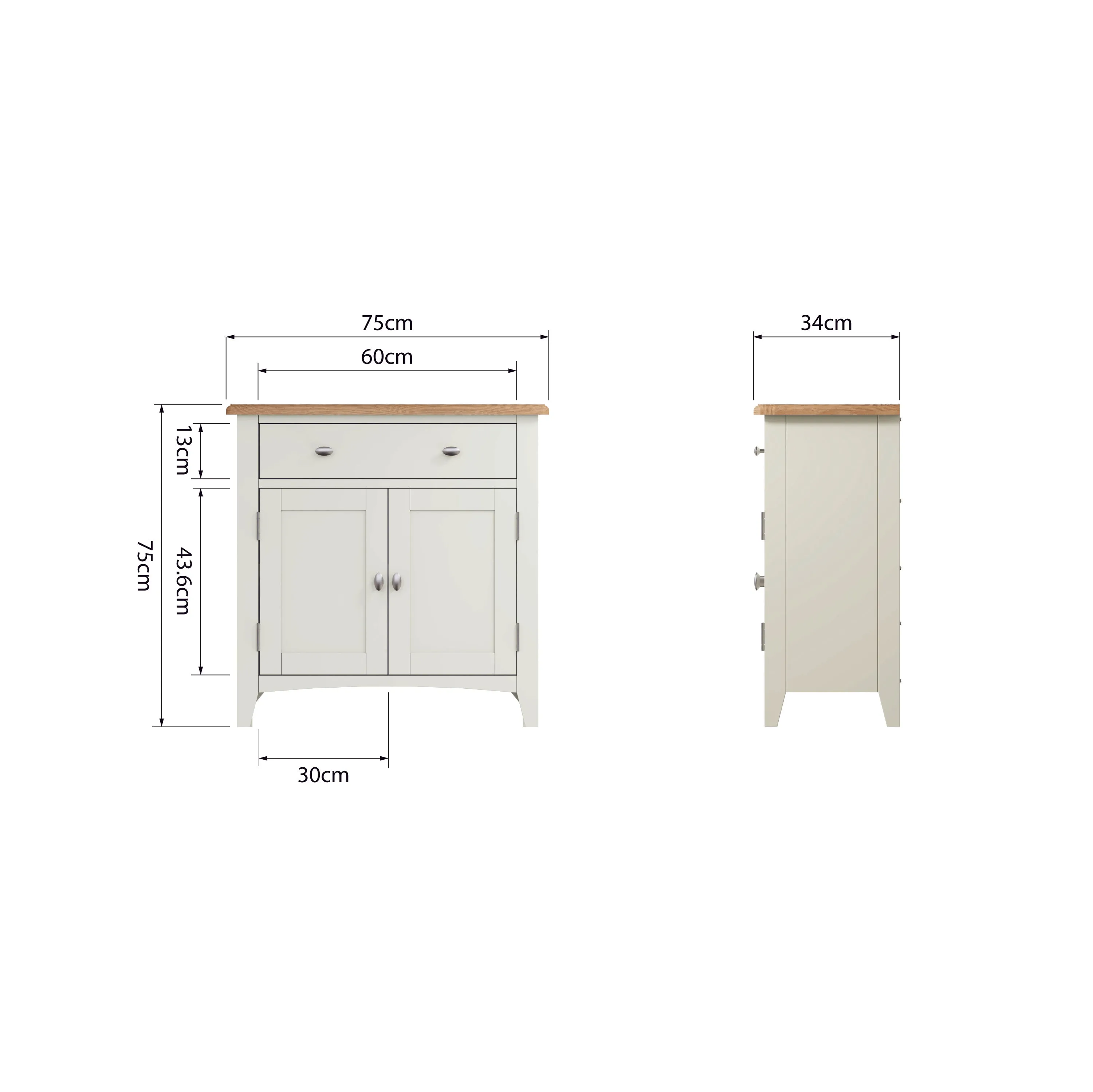 Salisbury Pure White Sideboard Small 75 x 34 x 75 cm