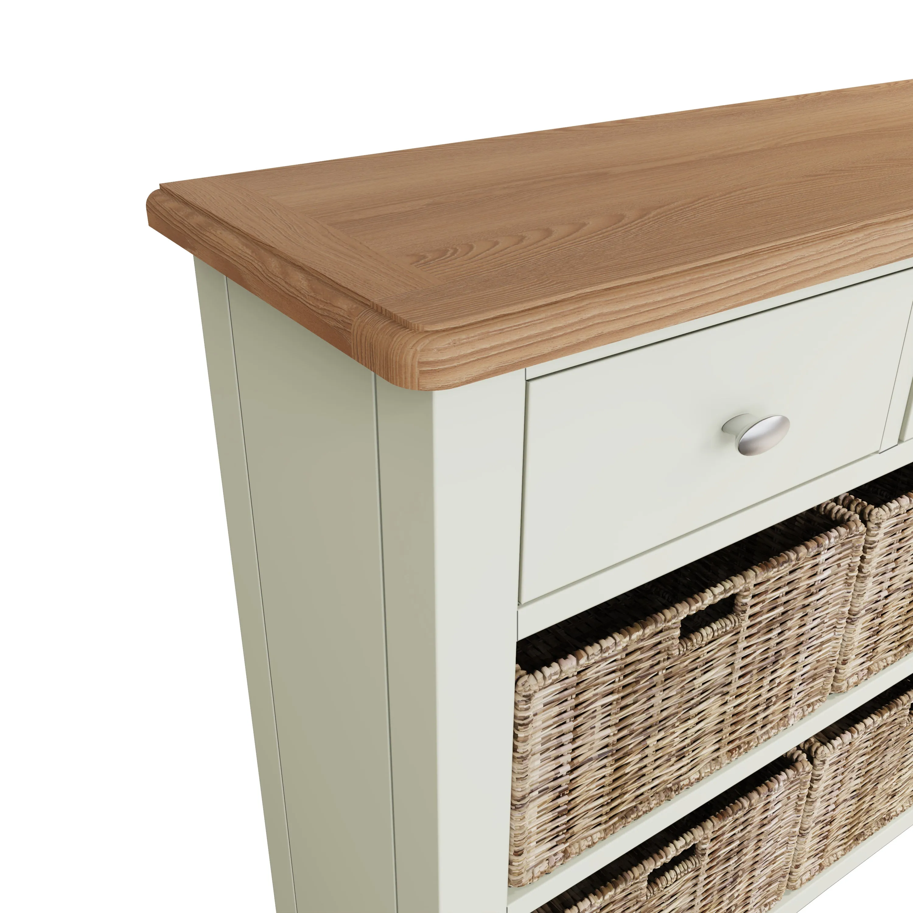 Salisbury Pure White Storage Cabinet Unit 3 Drawer 6 Basket 110 x 30 x 75 cm