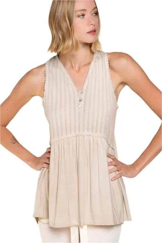 Simple But Unique Babydoll Knit Tank Top