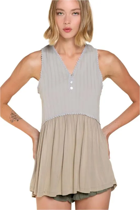 Simple But Unique Babydoll Knit Tank Top