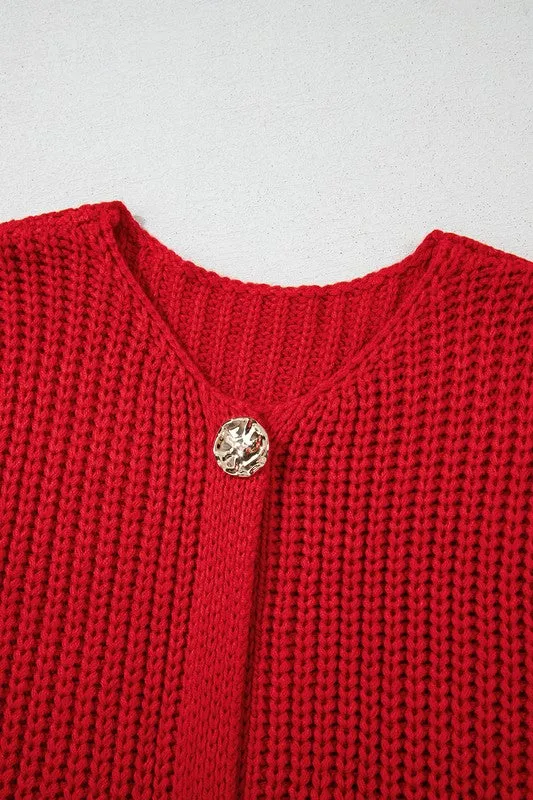 SPRING Textured Knit Buttoned Sweater Vest