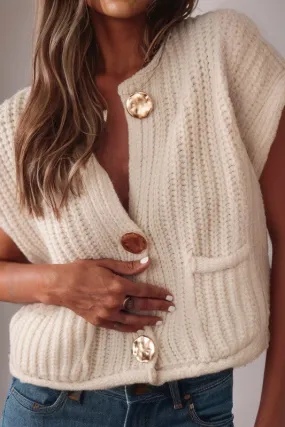 SPRING Textured Knit Buttoned Sweater Vest