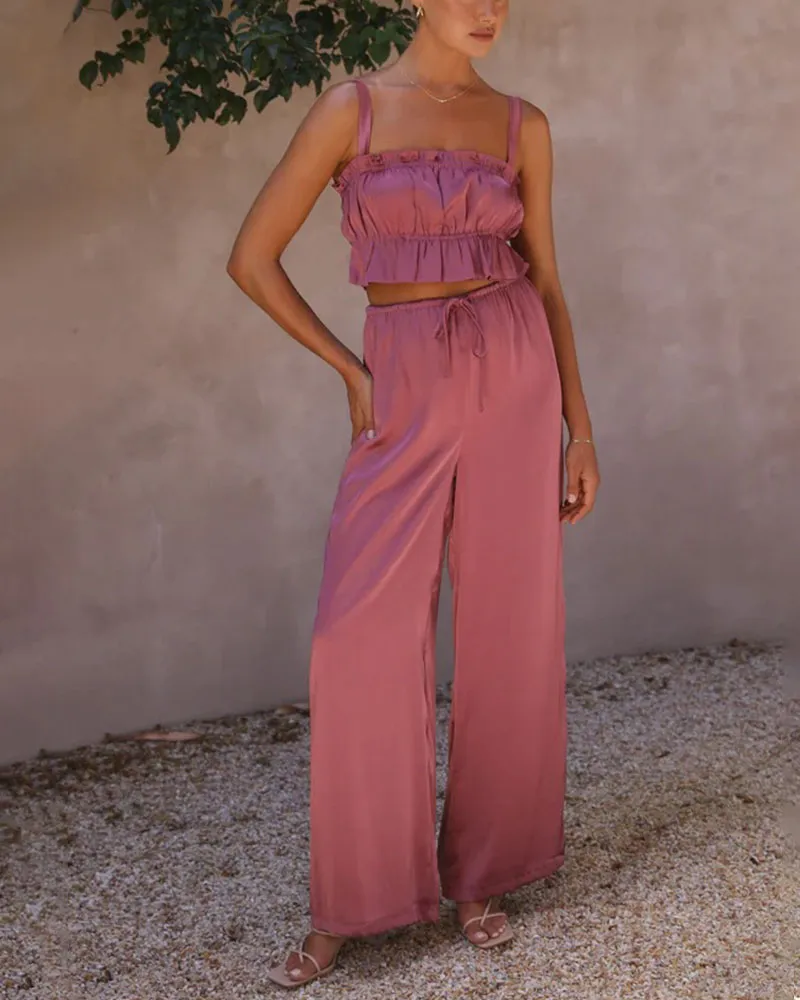 Summer fashion wide-leg two-piece set