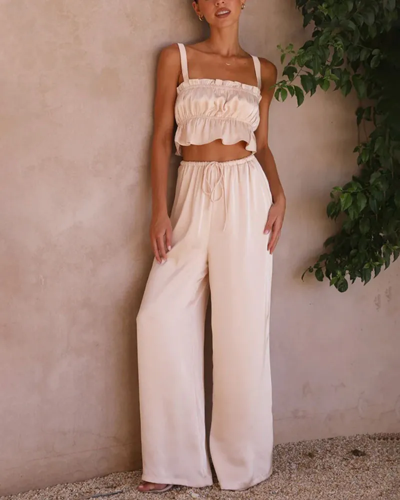 Summer fashion wide-leg two-piece set