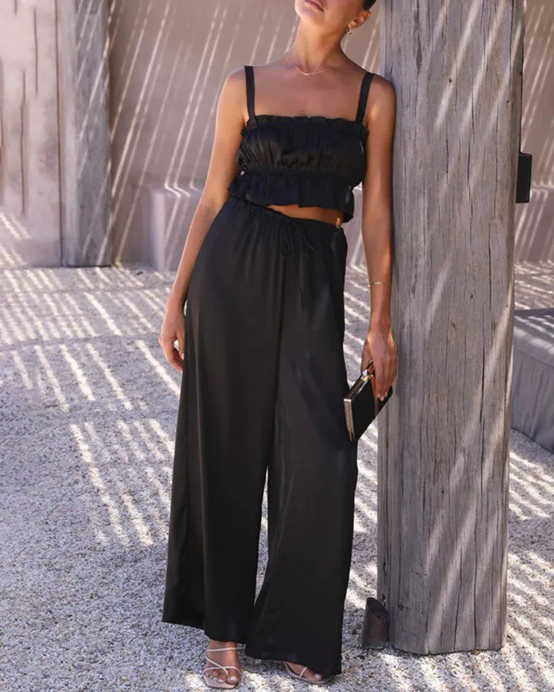 Summer fashion wide-leg two-piece set