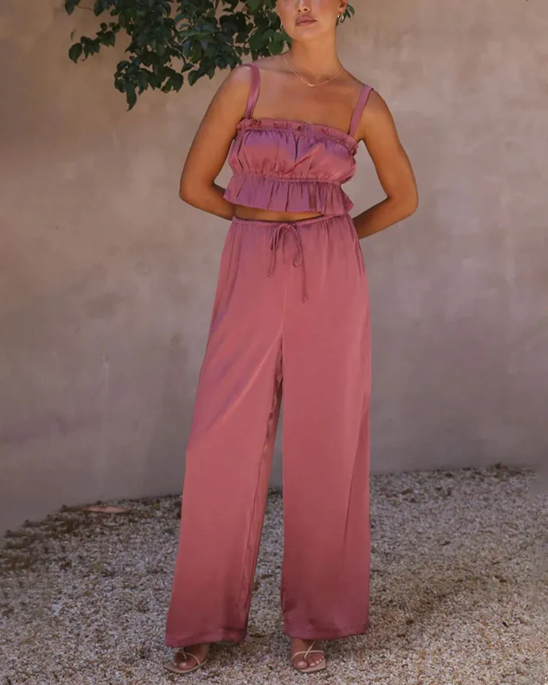 Summer fashion wide-leg two-piece set