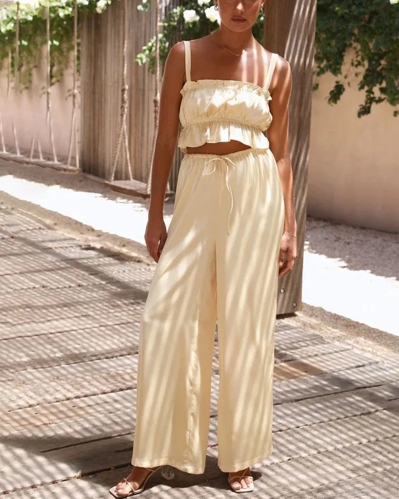 Summer fashion wide-leg two-piece set