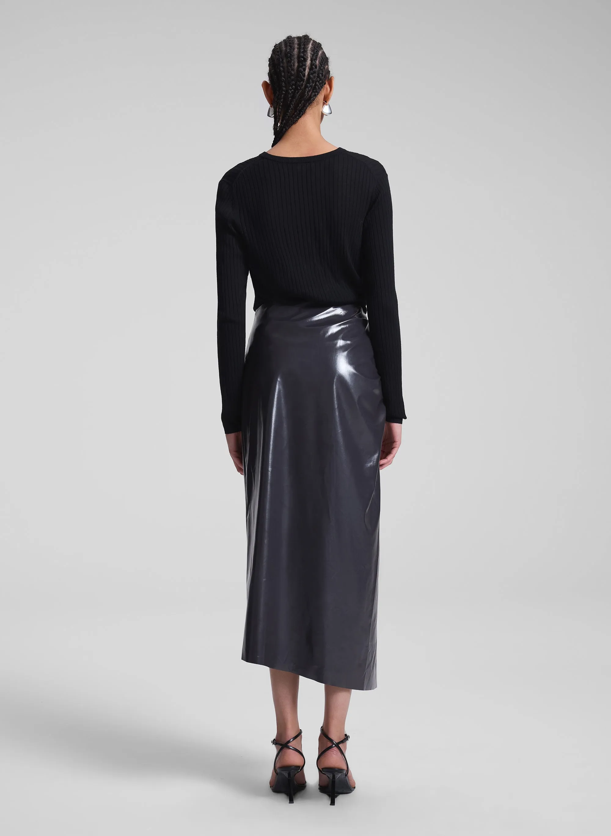 Tessa Patent Vegan Leather Midi Skirt