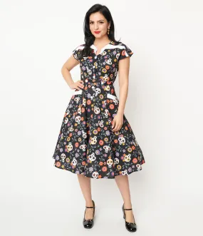 Unique Vintage Sugar Skulls Hedda Swing Dress