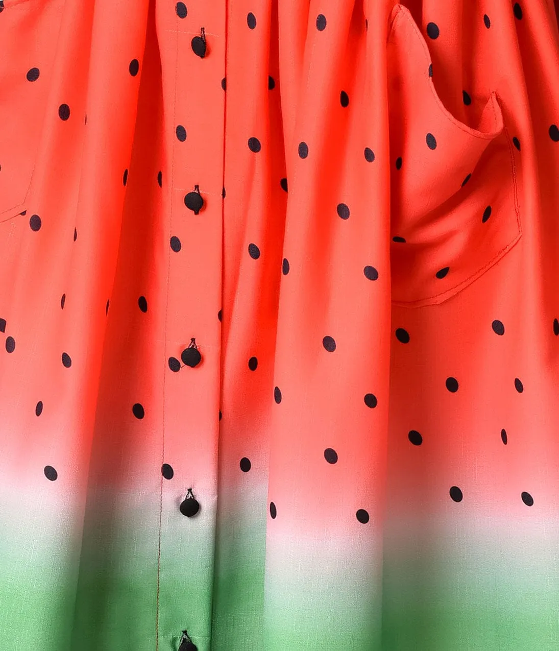 Unique Vintage Watermelon Ombre Button Up Elora Swing Skirt