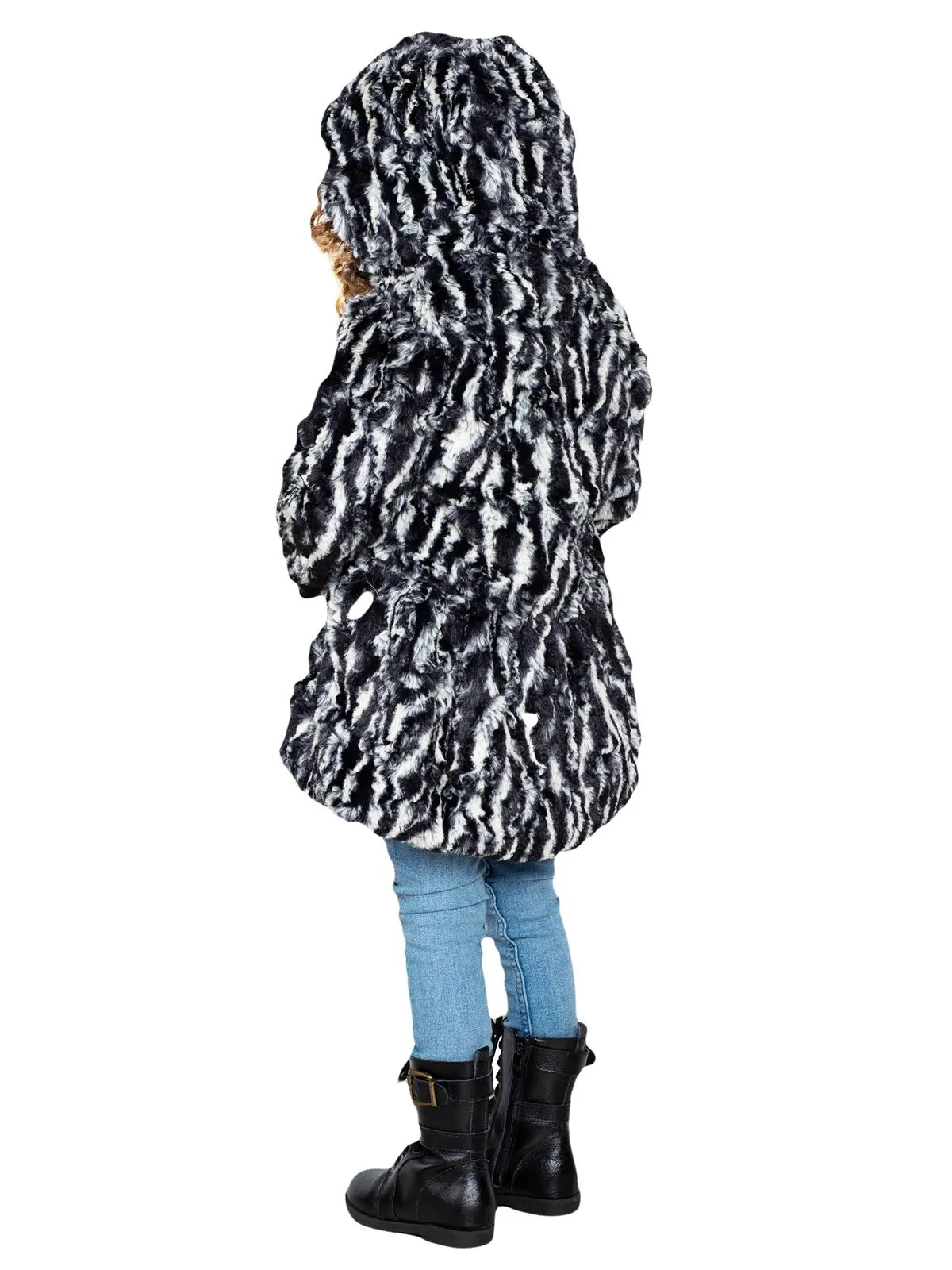 Widgeon Little Girls Faux Zebra Fur Coat