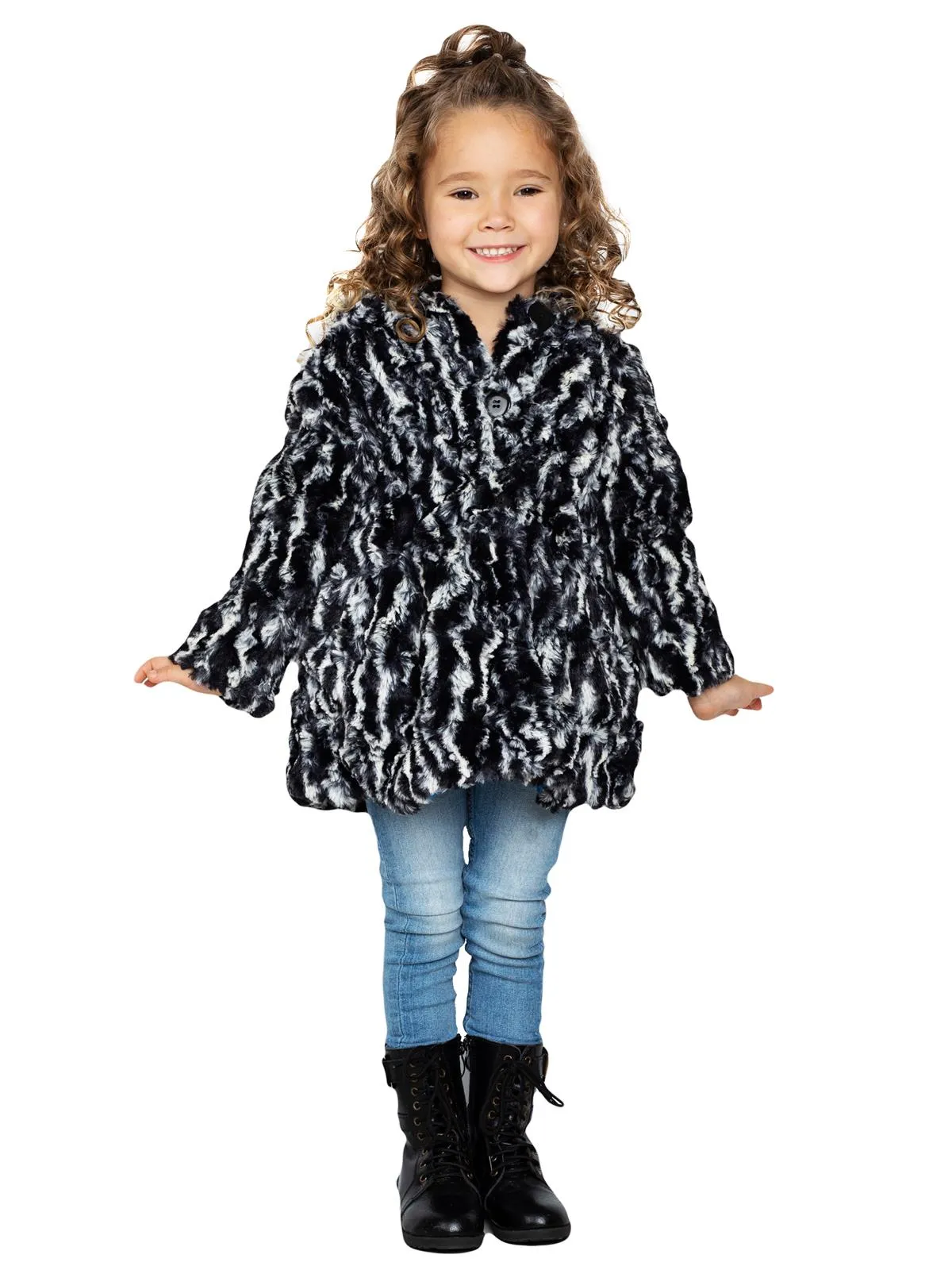 Widgeon Little Girls Faux Zebra Fur Coat