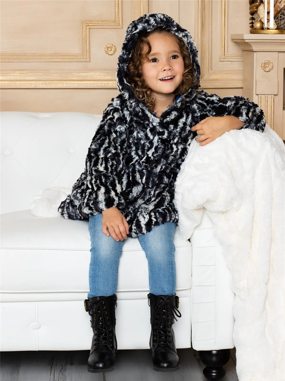 Widgeon Little Girls Faux Zebra Fur Coat