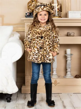 Widgeon Little Girls Leopard Faux Fur Coat