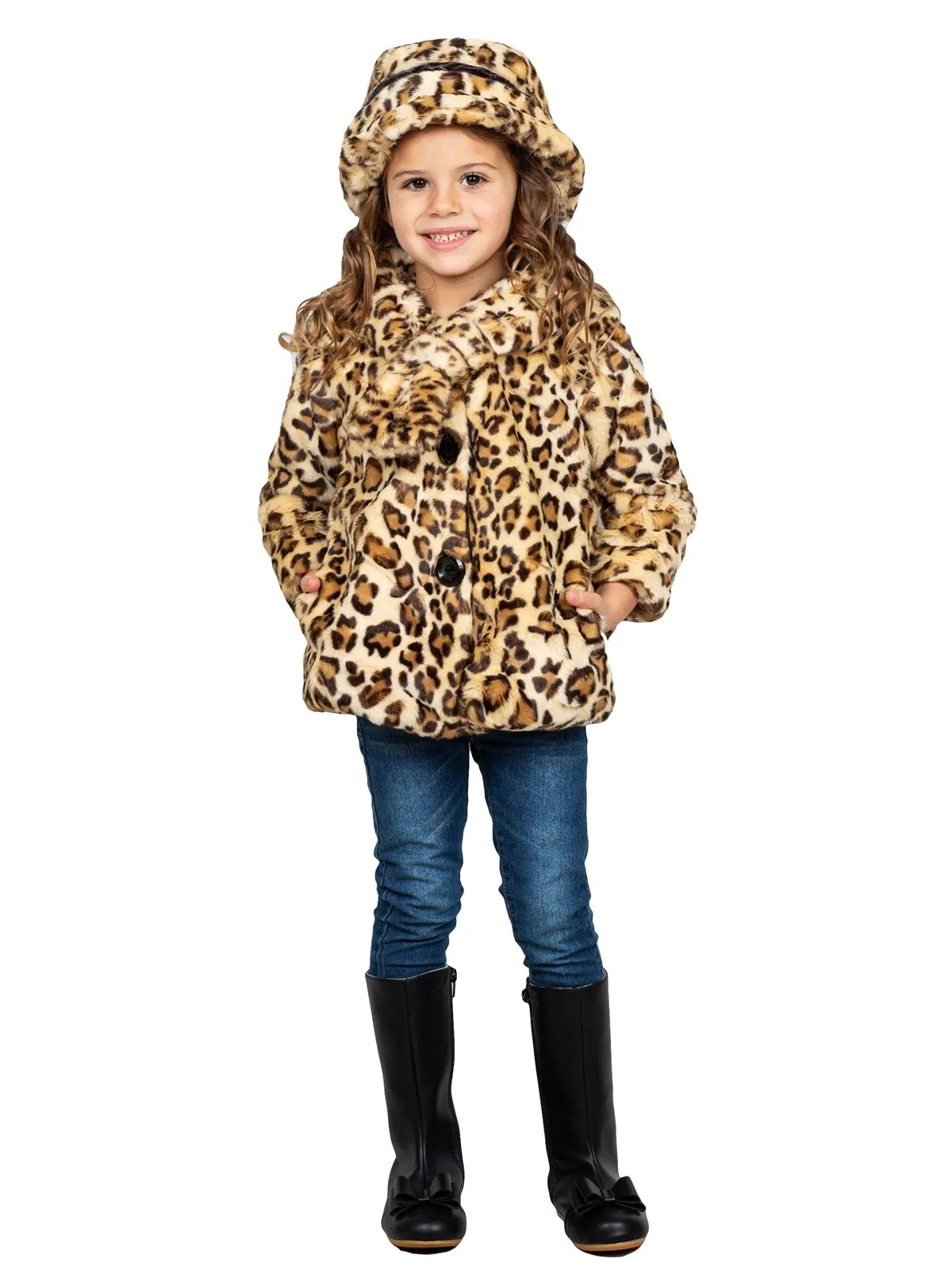 Widgeon Little Girls Leopard Faux Fur Coat