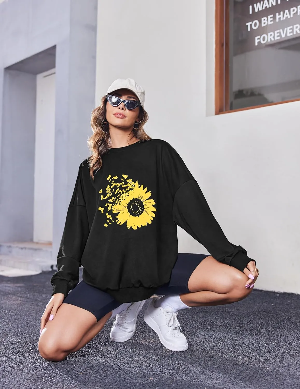 Zeagoo  Oversized Sweatshirts Graphic Print Tops