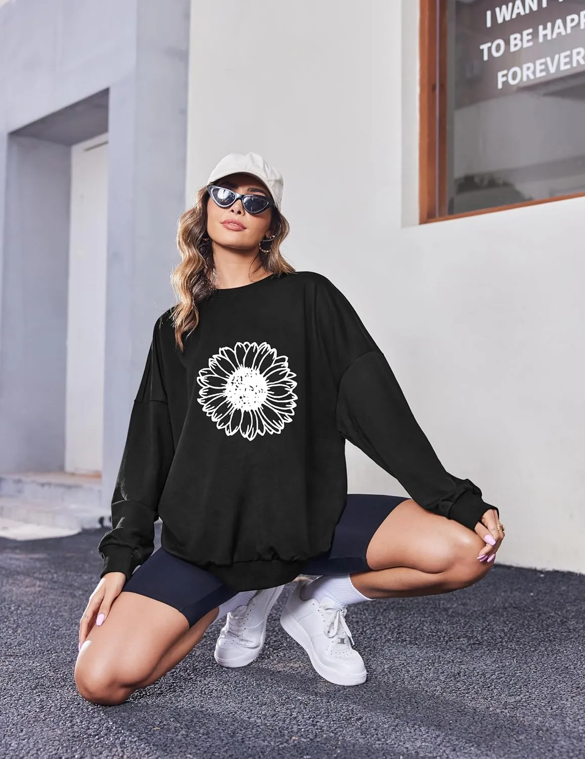 Zeagoo  Oversized Sweatshirts Graphic Print Tops