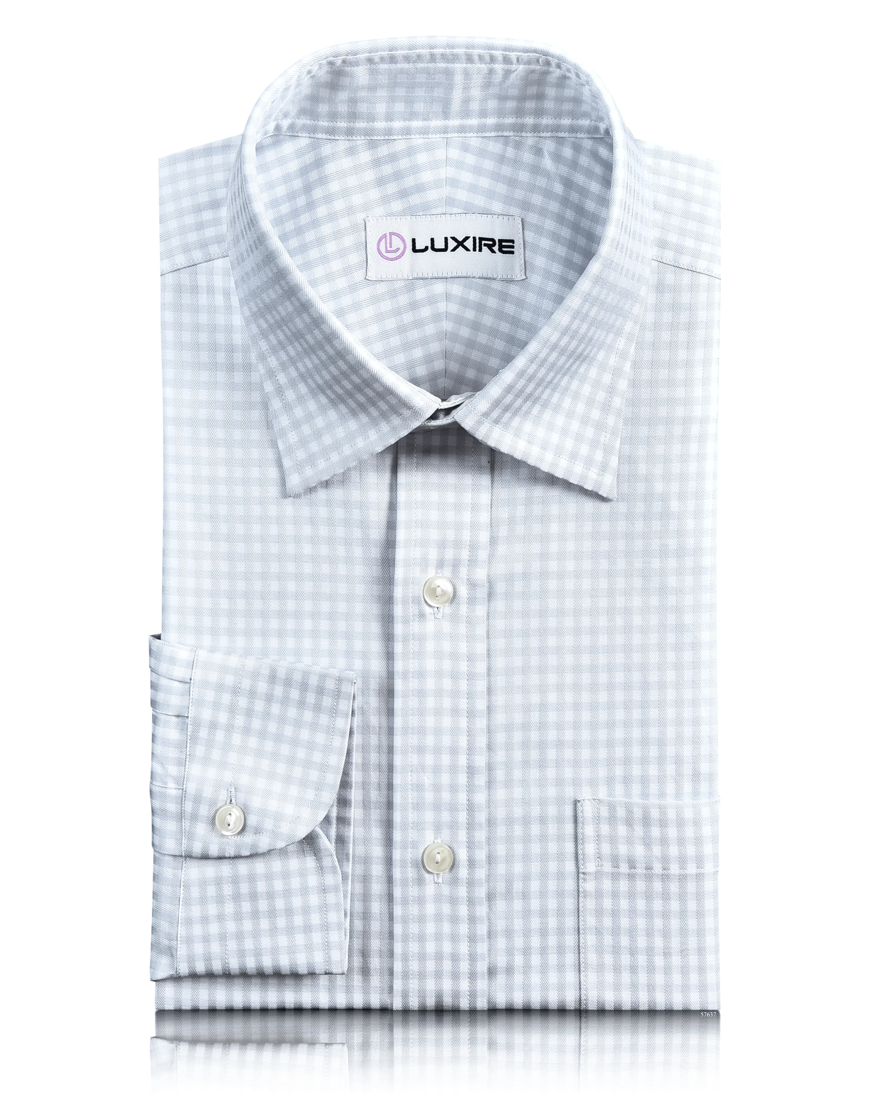 Zegna White Grey Gingham Shirt